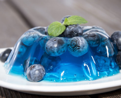 Blueberries in berry gel